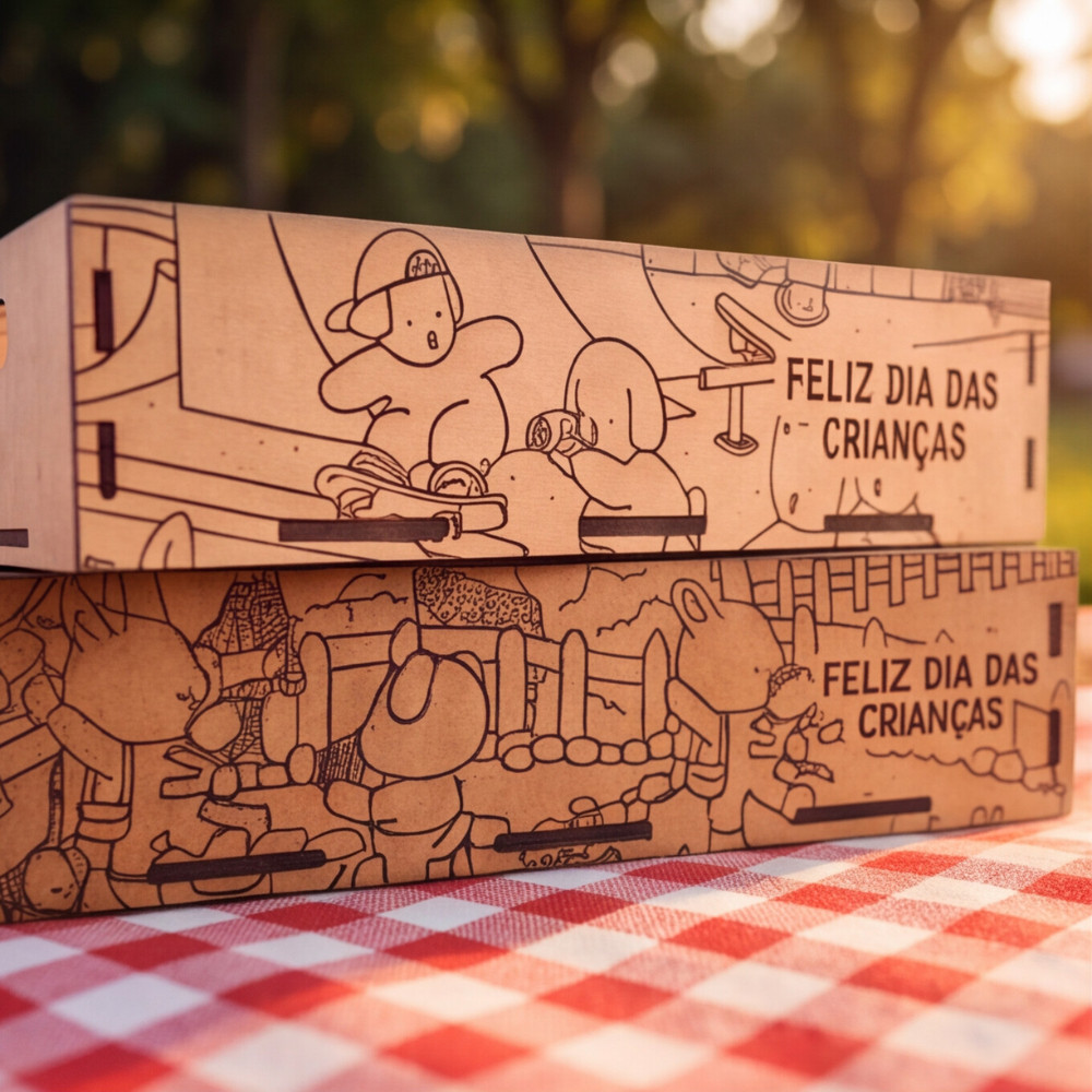 Kit 20 Bandejas Cesta MDF 20x15 Dia das Crianças Lembrancinha Festa Infantil Atacado Revenda