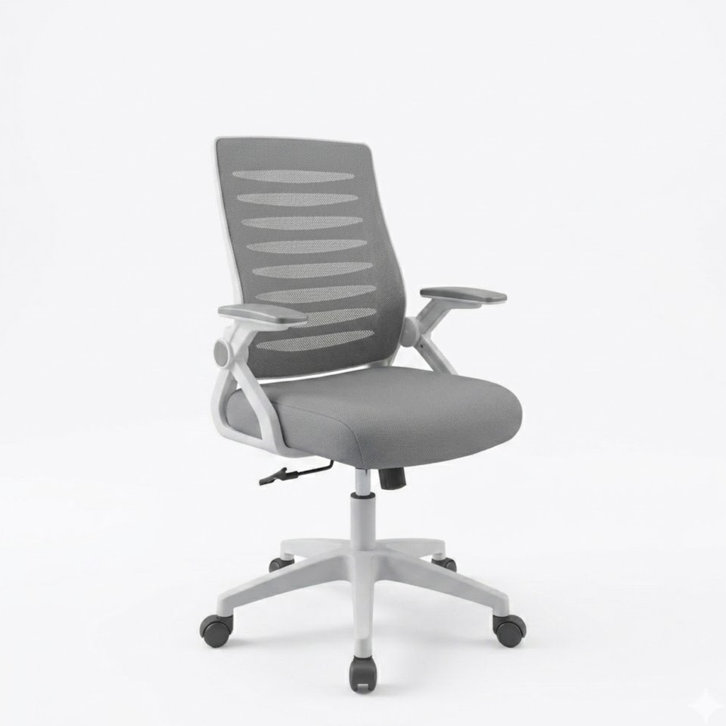Cadeira Escritório Ergonômica Sirius Astrella Giratória Executiva Branco e Cinza com Rodinha e Braço de Apoio Reclinável