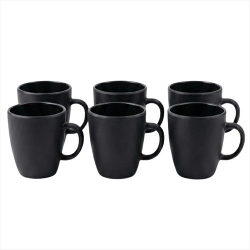 Jogo Com 2 e 6 Canecas De 300ml Xicara Premium Kit 2 a 6 Unidades Preto Liso e Transparente