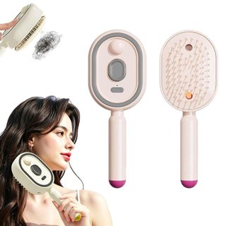 Escova de Massagem com Almofada de Ar e Spray Elétrico, Escova a Vapor Desembaraçadora, Escova de Cabelo Elétrica 3 em 1