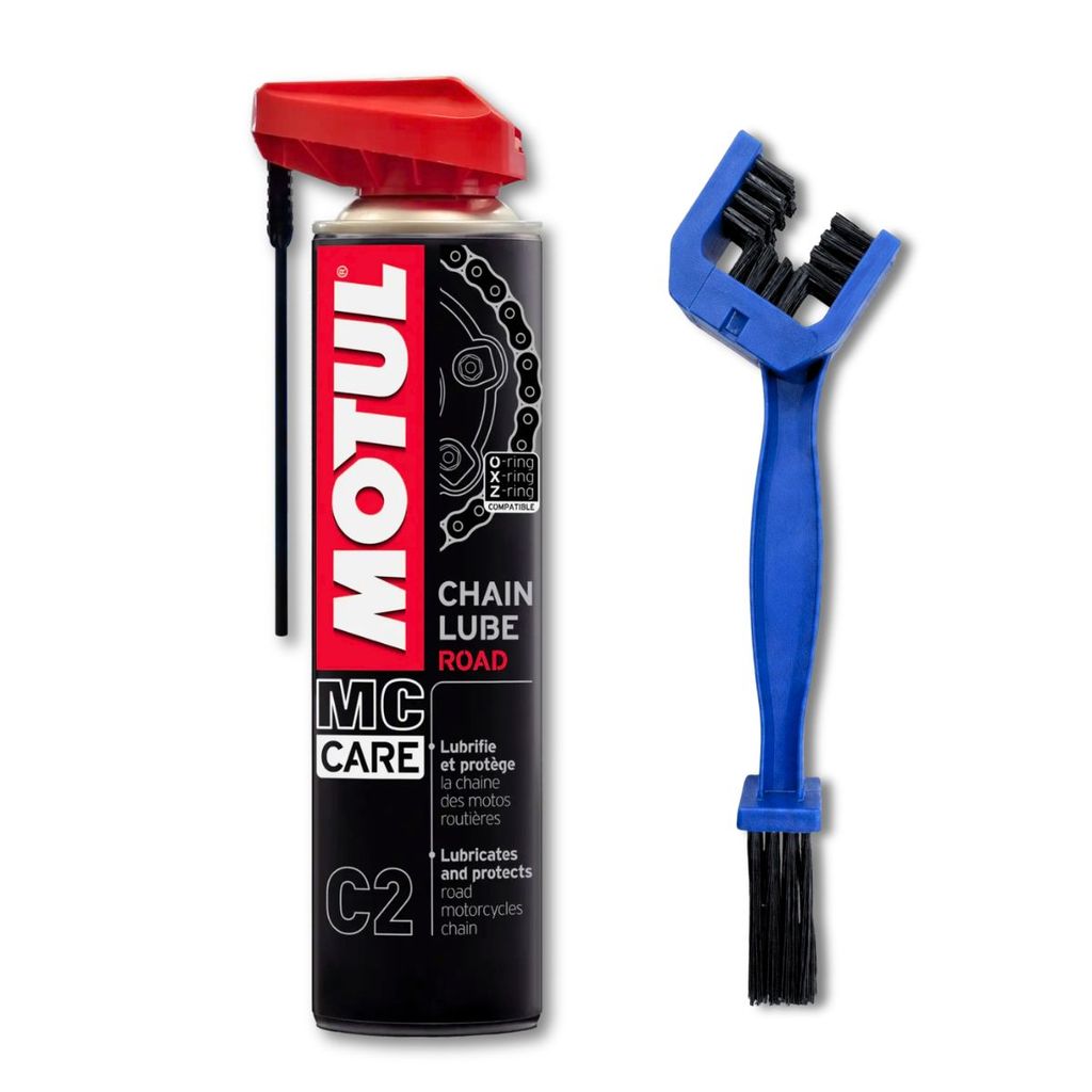 Kit com Lubrificante Motul C2 para Corrente Moto Bike 400ml + 1 Escova limpa Corrente