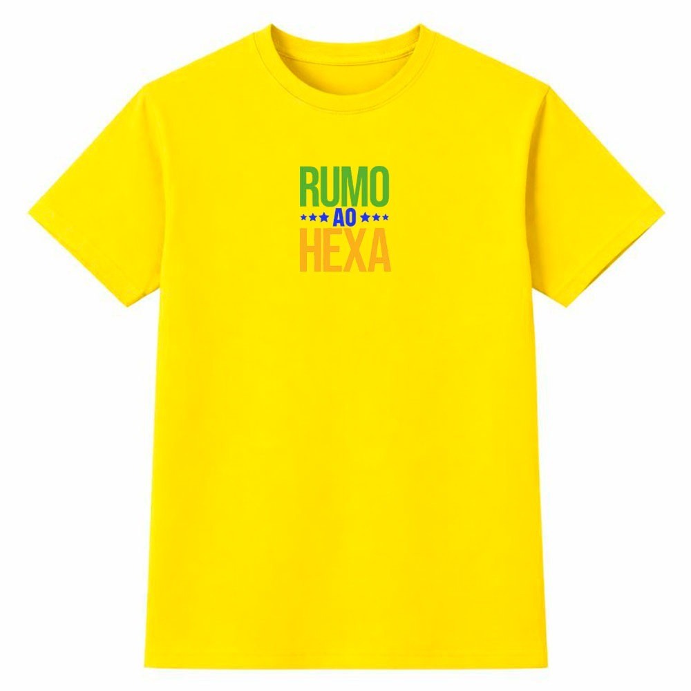 Camiseta Masculina 100% Algodão Camisa Rumo ao Hexa Brasil Copa do Mundo Futebol Seleção