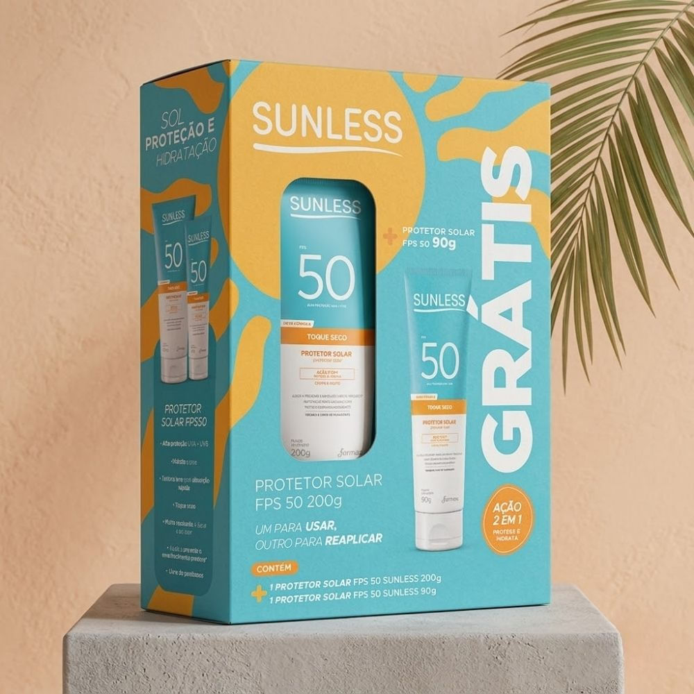 Protetor Solar Sunless FPS 50 Toque Seco 200g e Ganhe Protetor Solar Sunless FPS 50 Toque seco 90g — imagem 2 de 2
