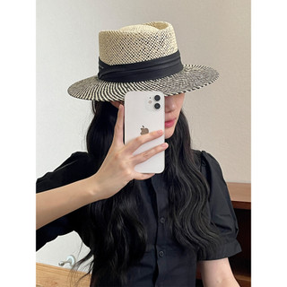 Chapéu de palha francês feminino primavera verão Retro cor combinando nicho britânico chapéu superior à beira-mar férias