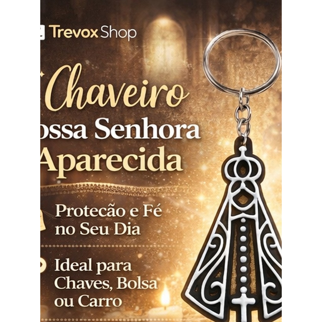 Chaveiro Nossa Senhora Aparecida Religioso Católico Proteção Fé para Chaves Bolsa Carro chaveiro porta chaves