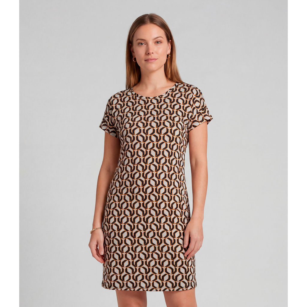 Vestido Básico Com Gola Redonda Infinita Cor Rosa