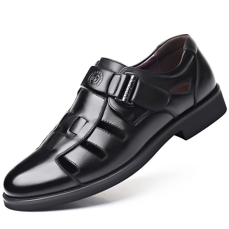 Sandálias masculinas sapatos pu novo estilo oco respirável sapatos casuais confortáveis sola macia sapatos masculinos de