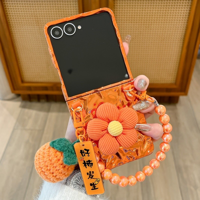 Ondas De Água Banhado A Textura Laranja Embalagem Para Samsung Galaxy Z Flip 8 C