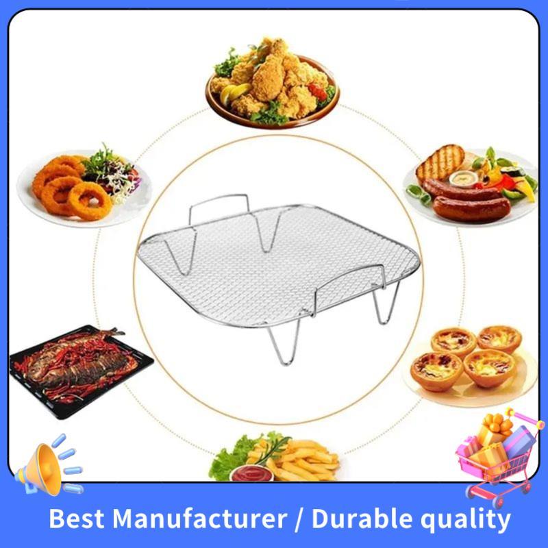 2 Pçs De Aço Inoxidável Fritadeira De Ar Grill Quadrado Rack De Cozimento Peças De Eletrodomésticos