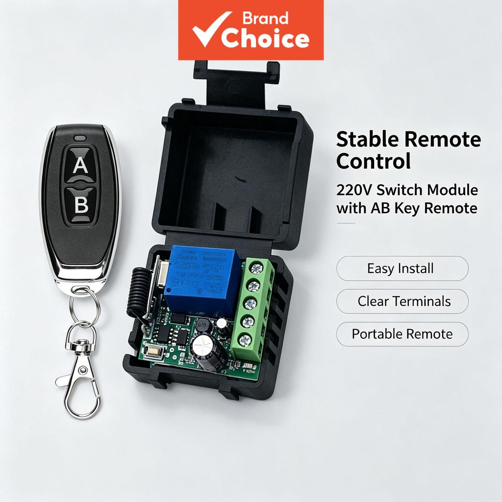 Módulo de Relé de Controle Remoto Universal sem Fio 433Mhz AXUS DC 12V 10A para Motor, Luz, Portão, Porta, Interruptor