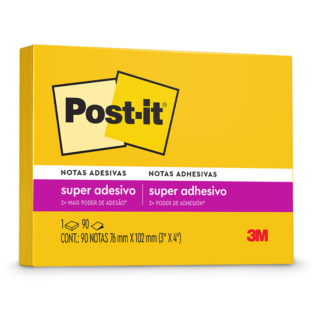 Bloco de notas adesivas Post-it Amarelo Sol 76x102mm 90 folhas 3M
