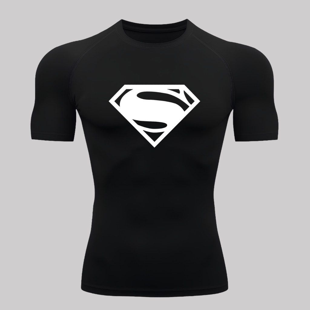 Camisa Compressão Proteção Uv 50+ Segunda Pele Manga Curta Super Man Super Homem Rash Guard