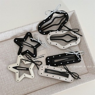 Polka Dot couro arco estrela de cinco pontas nuvem BB clipe lateral franja clipe lateral Hairpin acessórios para o cabel