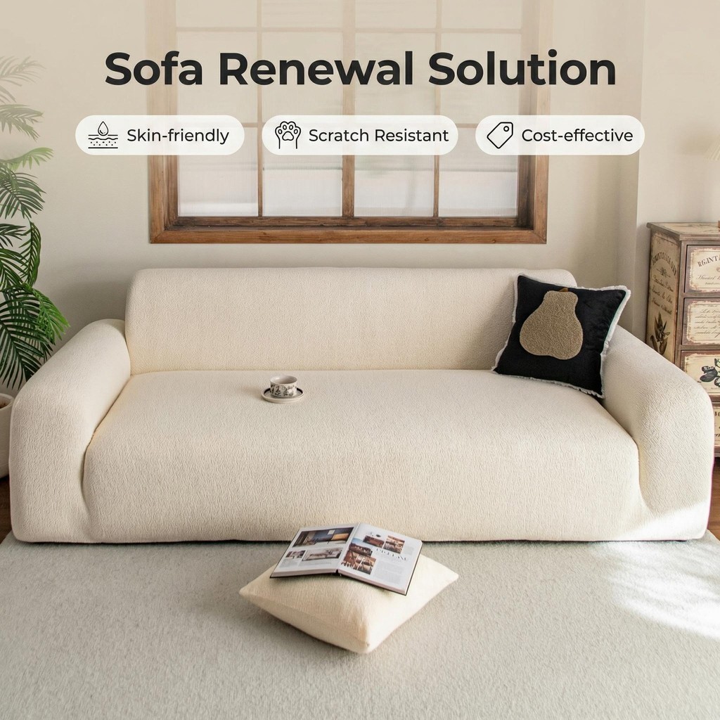 [Novo produto] Capa de sofá de lã Polar outono inverno quente elástica antiderrapante lata