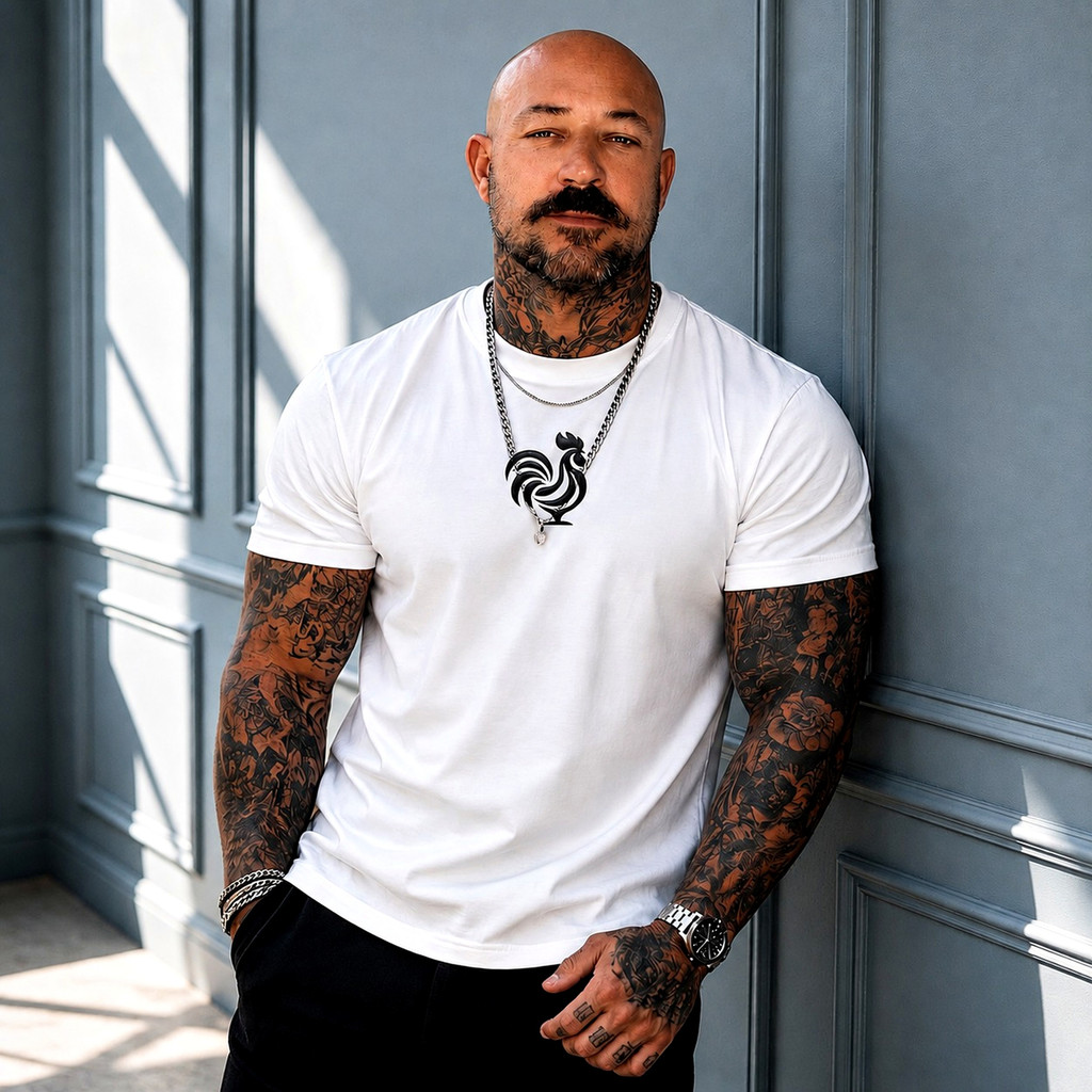 Camiseta Masculina Estampada Galo 1 100% algodão Malha Premium Tecido Casual t shirt Cross Esporte Exercício Fitness P