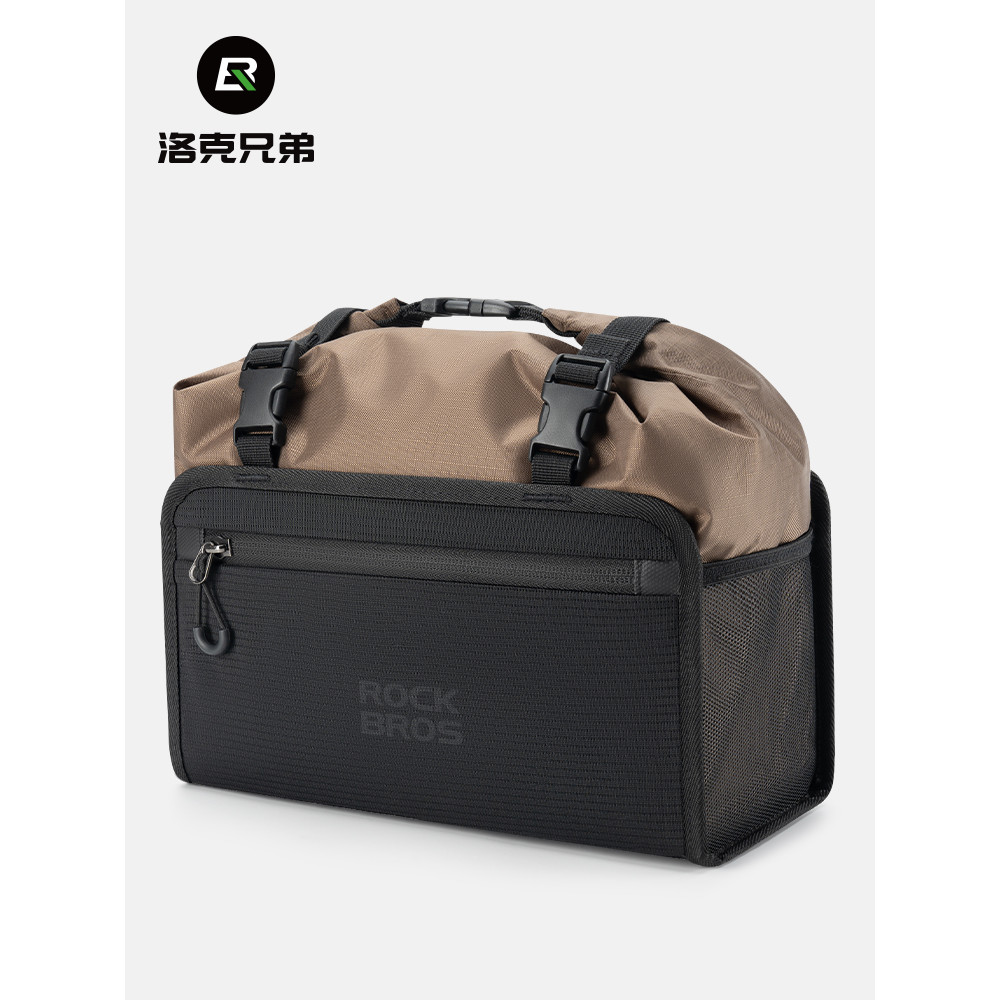 Rock Brothers Bolsa de bicicleta à prova d'água Bolsa de cabeça dividida dobrável com alça frontal Bolsa de equitação de