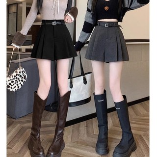 Culottes plissadas evasê cintura alta cor café Hakama