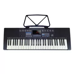 Teclado Musical Bravo Music BP100 61 Teclas 5/8 com Fonte Suporte Partitura para Iniciantes Estudantes e Aulas de Música