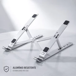 Suporte de Alumínio para Notebook, Ajustável em 6 Ângulos, Dobrável e Compatível com 10 a 17 Pol.