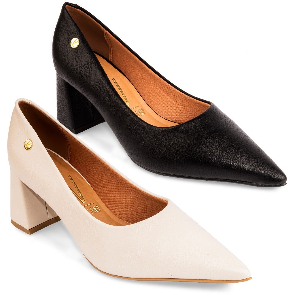 Scarpin Vizzano Salto Bloco Médio Grosso Confortável Moda