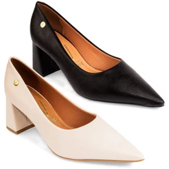 Scarpin Vizzano Salto Bloco Médio Grosso Confortável Moda