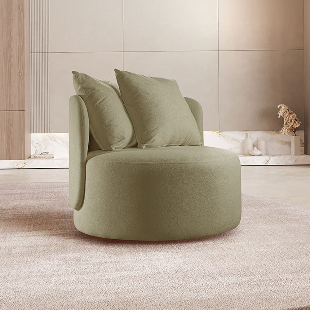Poltrona Redonda Orgânica Moon Yescasa Verde Boucle Verde