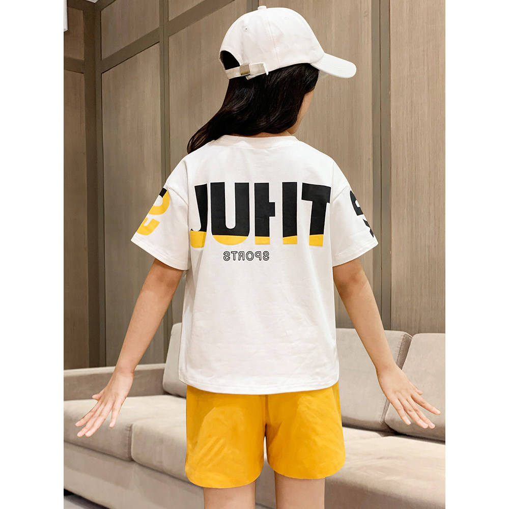 Meninas camiseta de manga curta 2026 verão crianças topo puro algodão solto meia manga estilo ocidental grandes meninas 