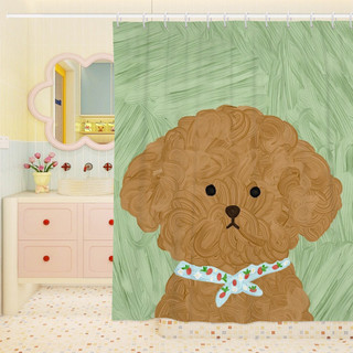 Cortina de chuveiro espessada à prova d'água, cortina de chuveiro para cães e gatos, desenho animado, lavatório de banhe