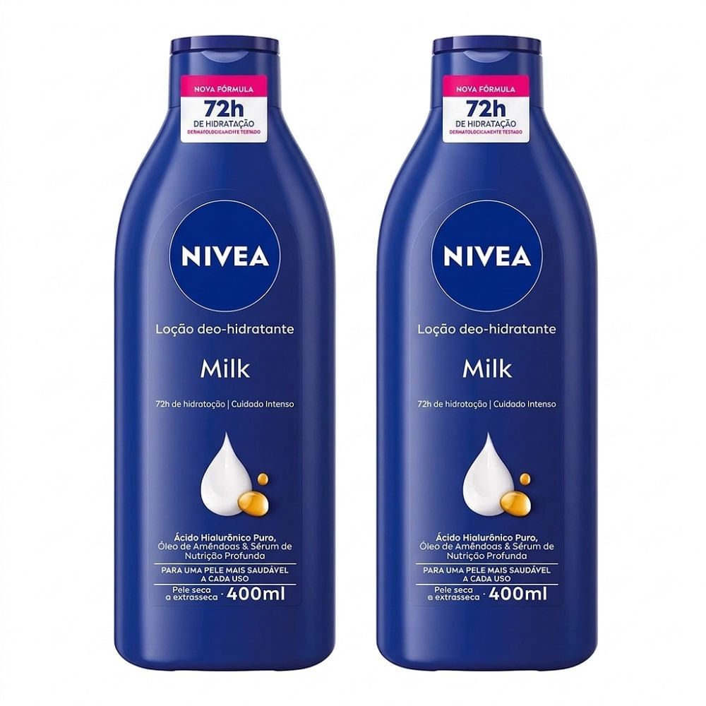 Kit 2 Loção Hidratante Nivea Milk Pele Seca a Extrasseca 400ml Cada