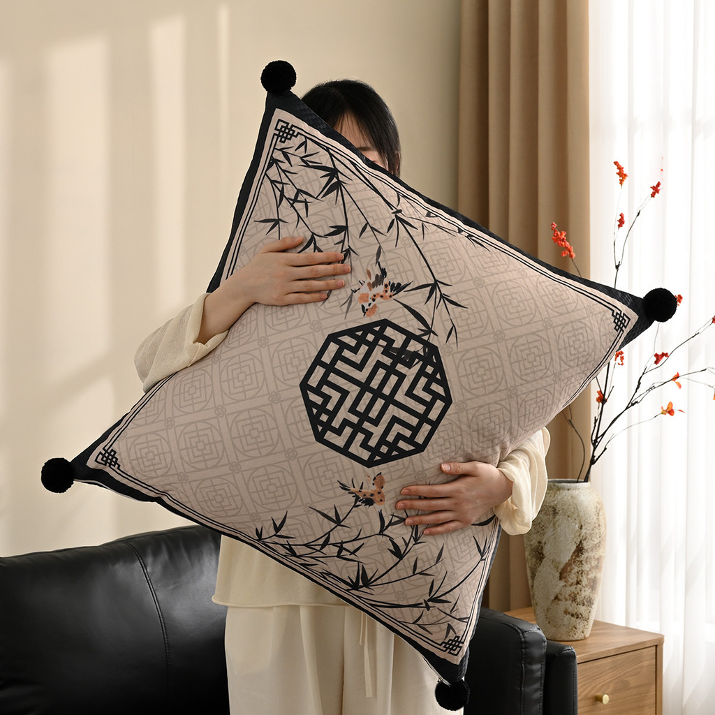 Novo estilo chinês grande travesseiro estilo chinês seda gelo verão sala de estar sofá tapete cabeceira legal respirável