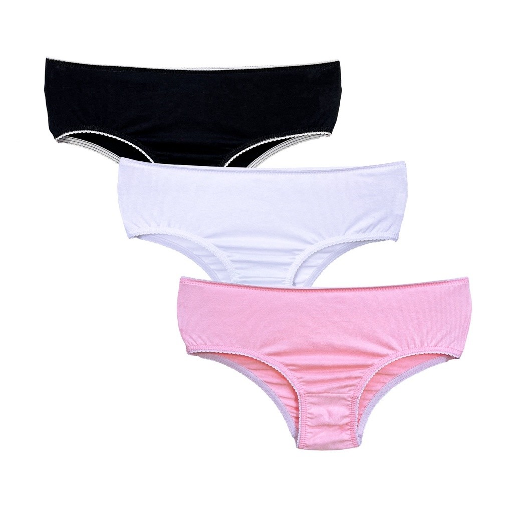 Kit 3 Calcinhas Infantil Algodão Básica Cotton Criança Kids Confortável