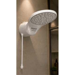 Chuveiro Elétrico Zagonel Moment 5500W 127V Branco Para Banho Quente Alta Potência Controle De Temperatura Uso Residenci