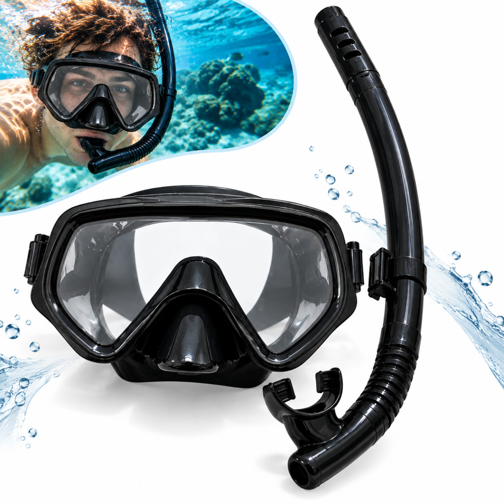 Kit Mergulho Máscara Snorkel Adulto Ajustável para Praia Piscina Natação e Mergulho