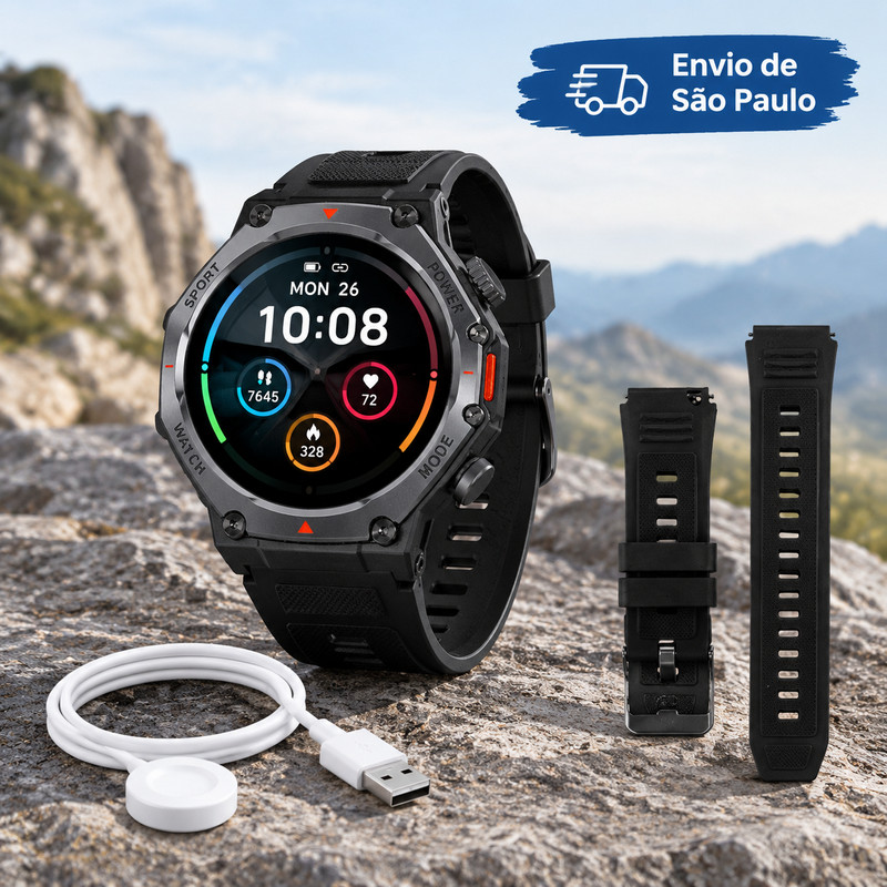 [OneEscolha] Novo smartwatch 2026, preto, 1,43/1,46/1,70 polegadas, tela de toque HD, monitoramento de sono e passos MM1