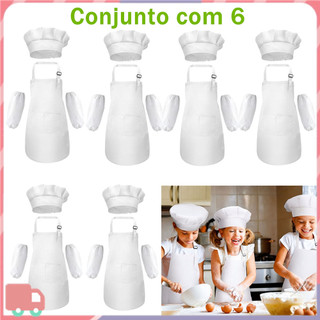 6 conjuntos de aventais infantis e chapéus de chef, 7-13 anos de idade meninos e meninas role-playing chef Brinquedos