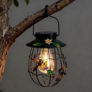 Solar libélula abelha jardim luz requintado jardim iluminação ambiente à prova de chuva criativo Metal jardim pendurado 
