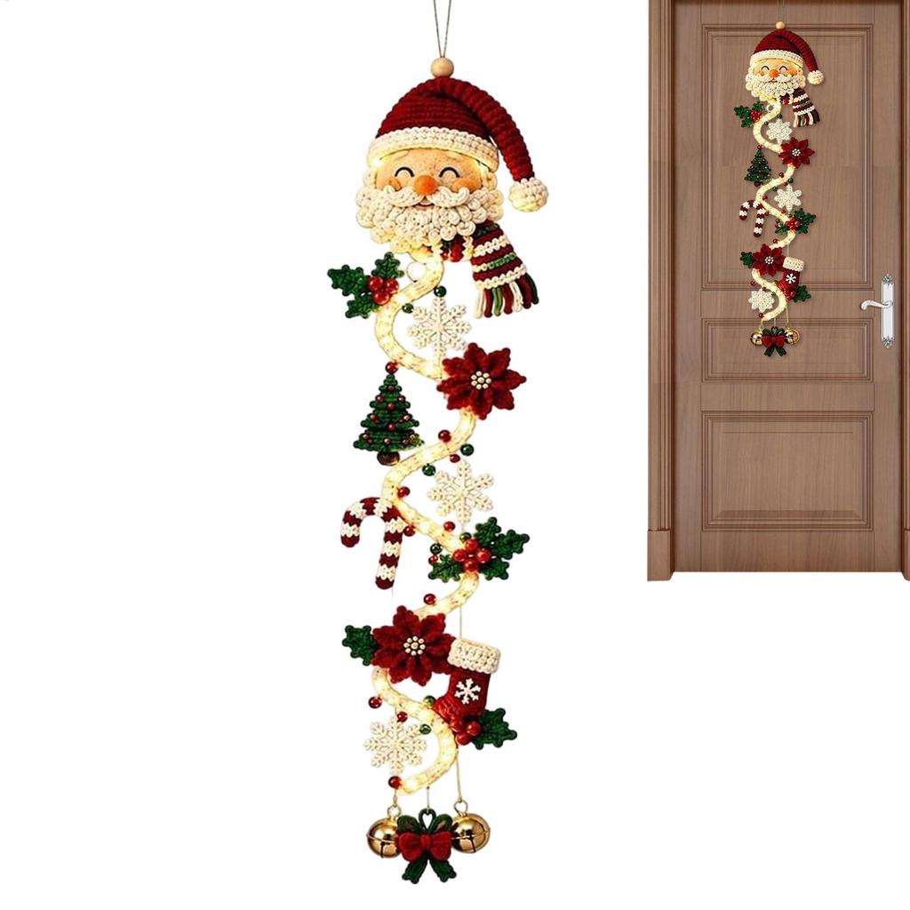 Decoração De Porta De Natal Brilhante Pendurável Com Destaque Sazonal Acolchoado Iluminada unhcxebr