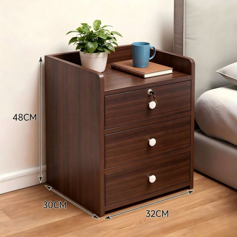 Mesa de cabeceira doméstica para quarto, armário de armazenamento simples e simples com fechadura, Mini armário pequeno 