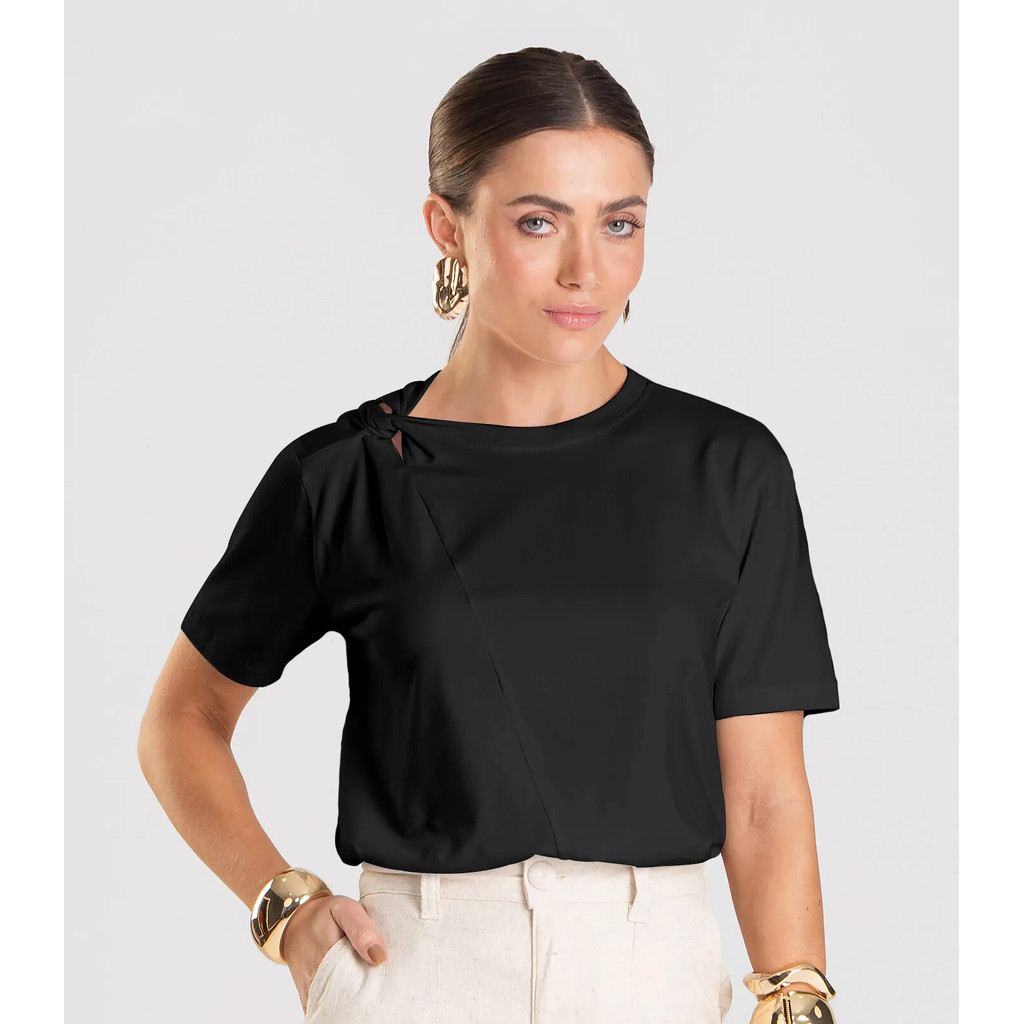 Blusa Feminina Com Detalhe em Nó Dianna Preto