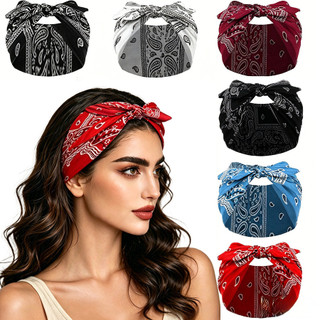 Faixa de cabelo com orelhas de coelho, cor lisa, elástica, com laço, para yoga e esportes, absorvente de suor, faixa par