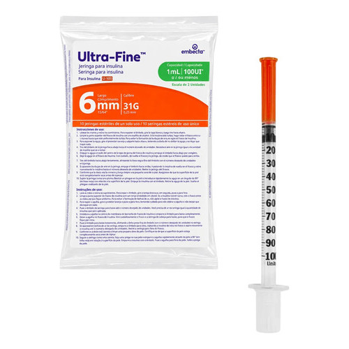 Seringa Insulina Ultra-fine 1,0ml 100ui 6mm Embecta (Antiga BD)