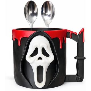 Suporte Para Pint De Sorvete Máscara Assustadora 3D De Camada De Fusão Com Porta-Colher-Design De Rosto De Terror Alça E