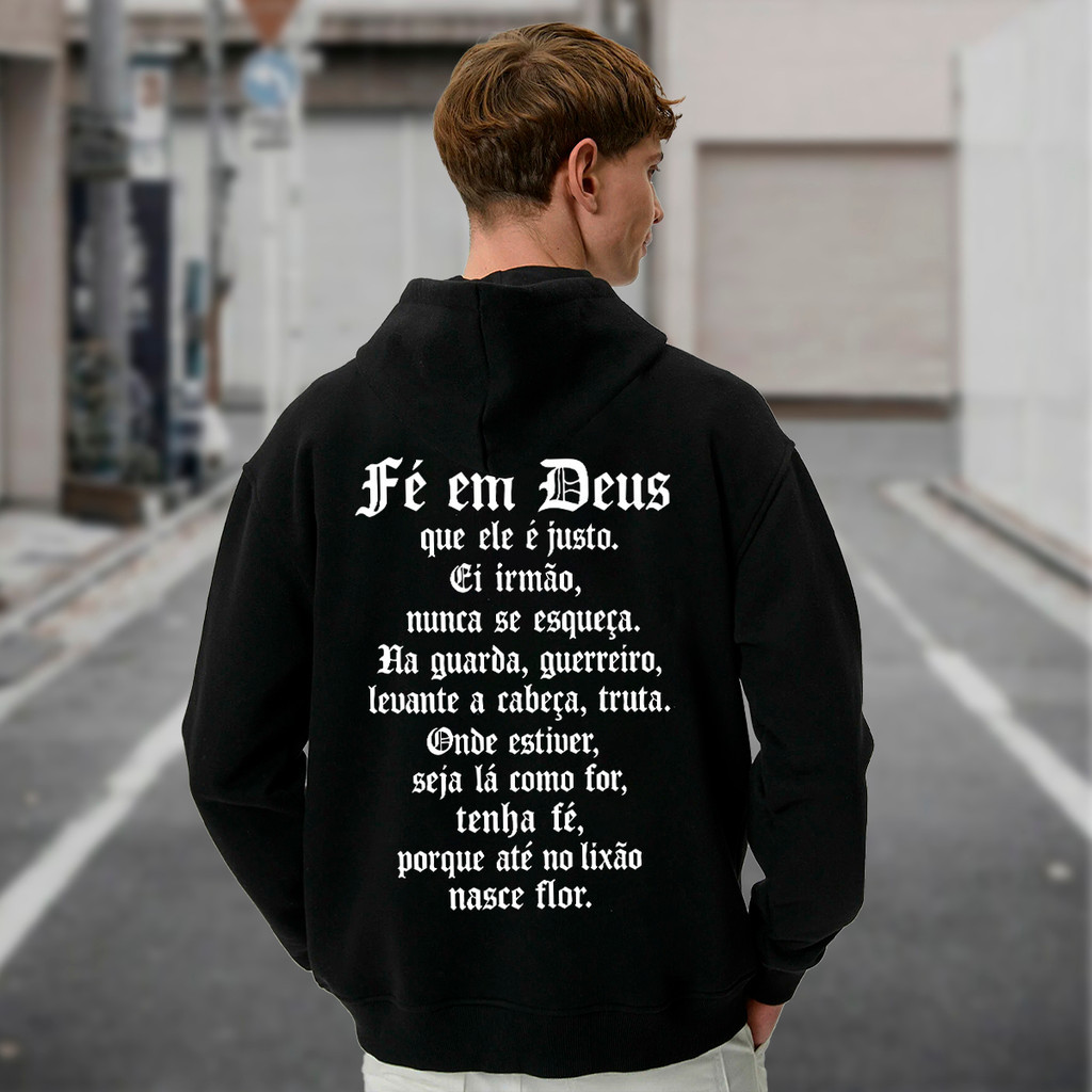Moletom Canguru Masculino Estampado Racionais Fé Em Deus Blusa De Frio Feminina 100% Algodão