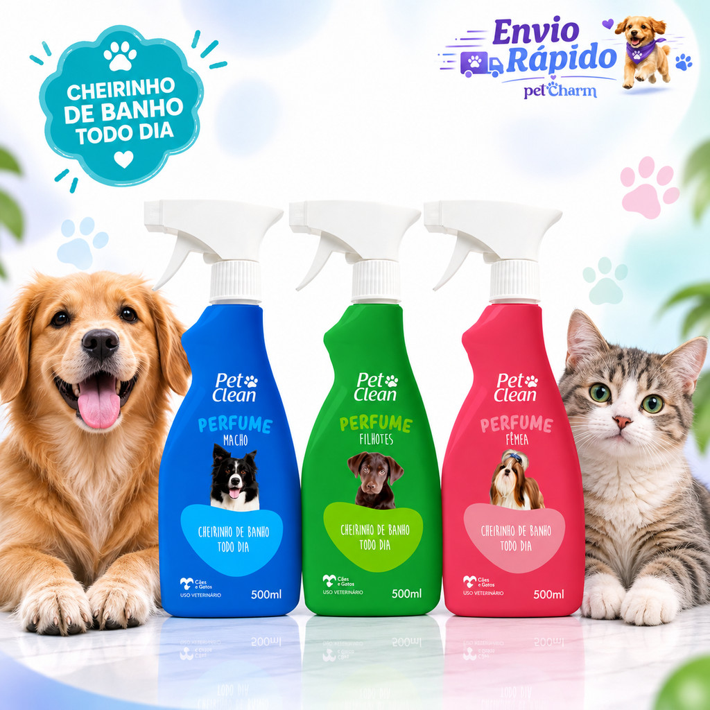 Perfume Para Cachorro Gato Cheiroso Pet Clean 500ml