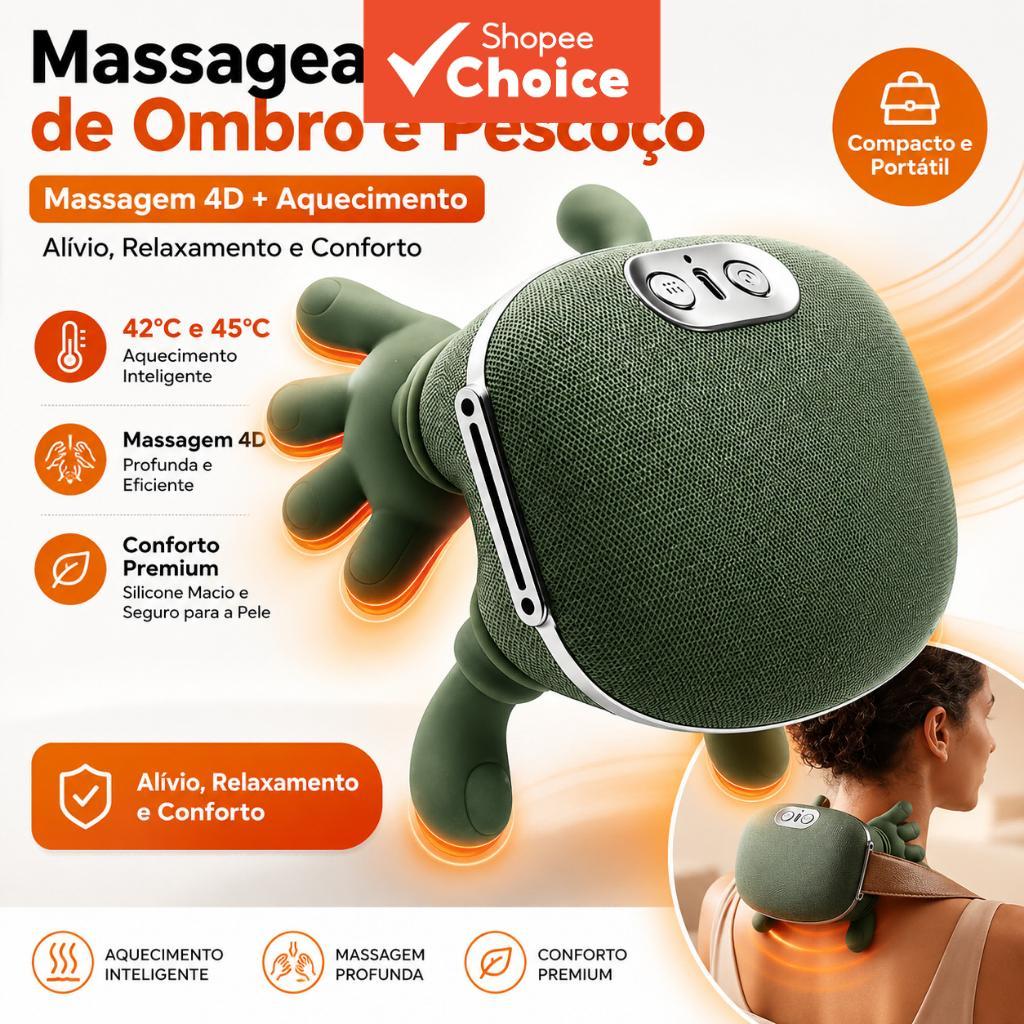 N7 Massageador de Pescoço e Ombros Master, Dispositivo de Compressão e Aquecimento para Alívio da Coluna Cervical e