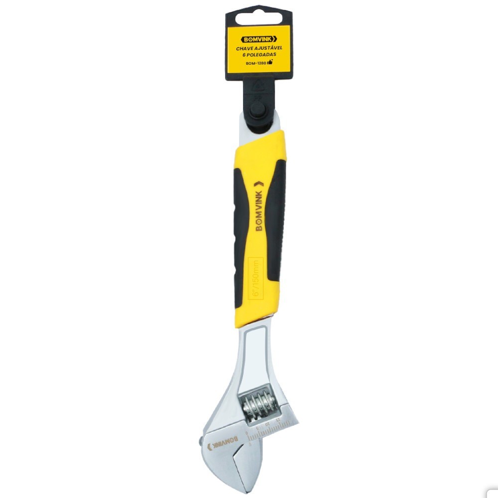 Chave ajustável 6" cabo emborrachado abertura de 15 mm - BOM-1280 Bomvink