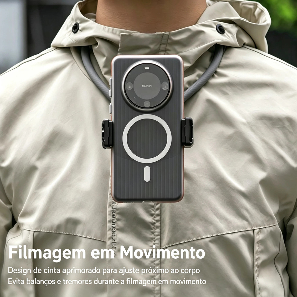 Suporte Magnético para Pescoço - Monte para Câmeras GoPro, Insta360, DJI, e Fixador Vertical para iPhone/Android
