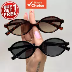 2 pares de óculos de sol femininos retrô de armação pequena com formato oval e proteção UV400