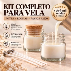 70 Potes P/ Vela C/ Rolha + 70 Pavios P/ Vela 10cm Charmoso