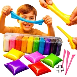 Kit 12 a 60 Massinha de Modelar de EVA Pula Pula Infantil Atóxicas e Não Gruda + Acessórios Brinde